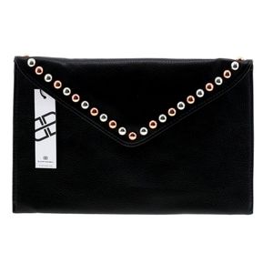 B-low the belt black leather clutch